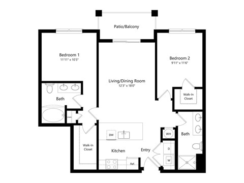 A black and white image of a house floor plan.
